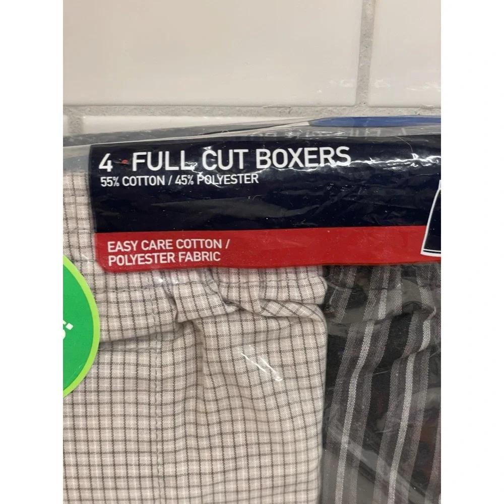 Jockey Classic Full Cut Boxers‎ Men Medium 4 Pack Grey Plaid New 2007 Old Stock
